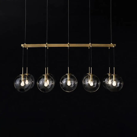 Industrial Smoke Glass Island Lighting 6/8/10-Light Nickel/Bronze Led Pendant Fixture 10 / Bronze