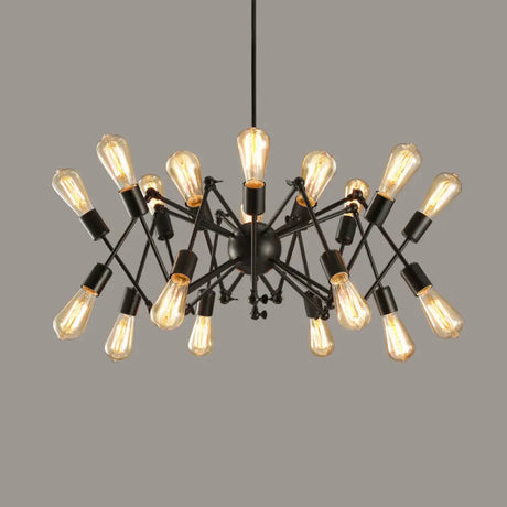 Industrial Sputnik Chandelier For Bar Or Coffee Shop 18 / Black