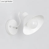 Industrial Style 1-Light Bedroom Wall Lamp With Cone Metal Shade - White/Black Sconce Fixture
