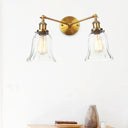 Industrial Style 2-Light Wall Sconce With Clear Glass Shade Black/Chrome/Bronze Finish Brass