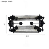 Industrial Style 4-Light Chandelier with Tube Cage Shade - Vertical/Horizontal Indoor Hanging Lamp in Black