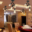 Industrial Style 4-Light Semi Flush Mount In Black For Dining Room