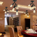Industrial Style 4-Light Semi Flush Mount In Black For Dining Room
