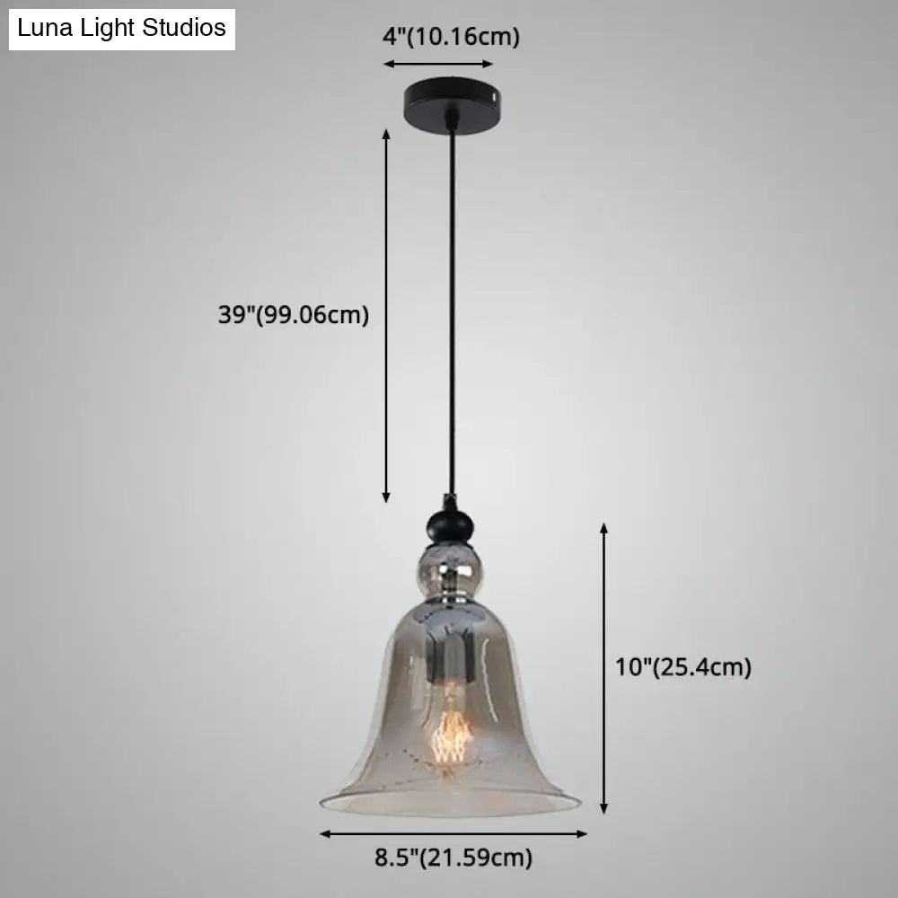 Industrial Style Bell Pendant Light Fixture - Ideal For Restaurants Glass Hanging