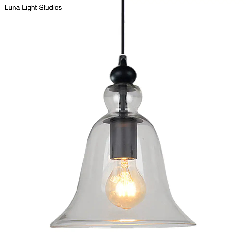 Industrial Style Bell Pendant Light Fixture - Ideal For Restaurants Glass Hanging