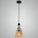 Industrial Style Bell Pendant Light Fixture - Ideal For Restaurants Glass Hanging Amber