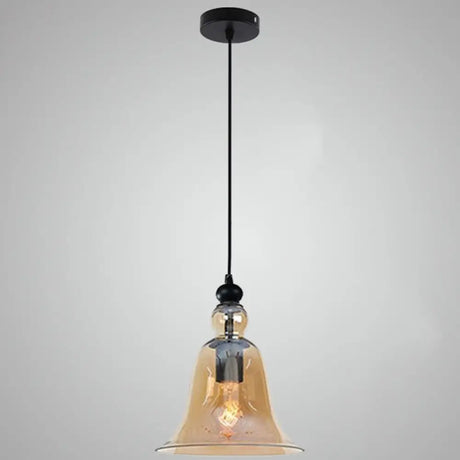 Industrial Style Bell Pendant Light Fixture - Ideal For Restaurants Glass Hanging Amber