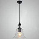 Industrial Style Bell Pendant Light Fixture - Ideal For Restaurants Glass Hanging Clear