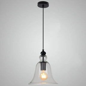 Industrial Style Bell Pendant Light Fixture - Ideal For Restaurants Glass Hanging Clear