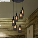 Industrial Style Black Bottle Mesh Pendant Light With 3/6 Lights - Ideal For Restaurants