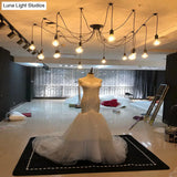 Industrial Style Black Spider Shape Pendant Lamp With Multi Light Edison Bulb - Perfect For Living