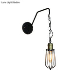 Industrial Style Black Triangle Globe Cage Sconce For Coffee Shop Wall Mount