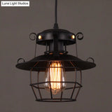 Industrial Style Black Wrought Iron Pendant Light With Adjustable Cord - 1-Light Hanging Ceiling
