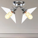 Industrial Style Clear Glass Semi Flush Mount Ceiling Light With 2 Lights For Conical Restaurants