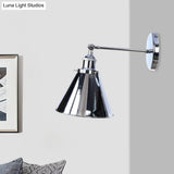 Industrial Style Conical Wall Mount Light For Living Room - Metallic Brass/Bronze Finish