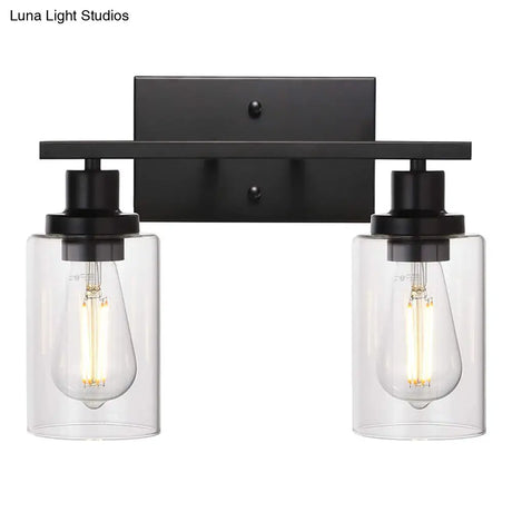 Industrial Style Dual-Head Wall Mounted Vanity Lamp With Pure Glass Shades For Bathrooms