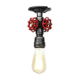 Industrial Style Exposed Bulb Semi Flush Mount Ceiling Light In Antique Bronze/Silver/Brass With