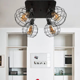 Industrial Style Global Black Metal Semi Flush Mount Ceiling Light With 4/6 Lights - Perfect For