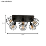 Industrial Style Global Black Metal Semi Flush Mount Ceiling Light With 4/6 Lights - Perfect For