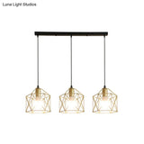 Industrial Style Gold Ceiling Light With Hexagon Cage Shade - Ideal For Restaurants And More!