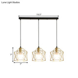 Industrial Style Gold Ceiling Light With Hexagon Cage Shade - Ideal For Restaurants And More!