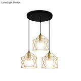 Industrial Style Gold Ceiling Light With Hexagon Cage Shade - Ideal For Restaurants And More!