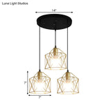 Industrial Style Gold Ceiling Light With Hexagon Cage Shade - Ideal For Restaurants And More!