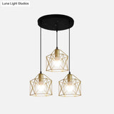 Industrial Style Gold Ceiling Light With Hexagon Cage Shade - Ideal For Restaurants And More!