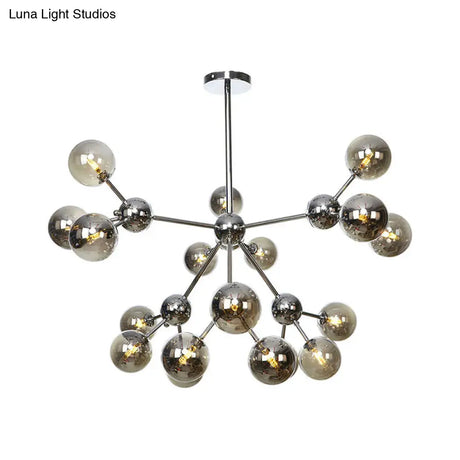 Industrial Style Hanging Chandelier Light - 13’/27.5’/34’ W Orbit Shade Amber/Clear/Smoke