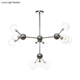 Industrial Style Hanging Chandelier Light - 13’/27.5’/34’ W Orbit Shade Amber/Clear/Smoke