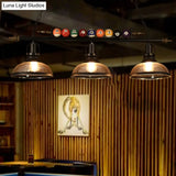 Industrial Style Hanging Light With Metal Black Finish And Billiard Ball Deco