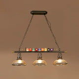 Industrial Style Hanging Light With Metal Black Finish And Billiard Ball Deco 3 / Dome