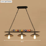 Industrial Style Hanging Light With Metal Black Finish And Billiard Ball Deco