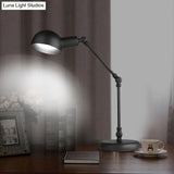 Industrial Style Led Reading Lamp In Black With Swing Arm - Metallic Dome Task Light