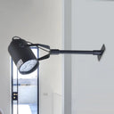 Industrial Style Led Rotatable Cylinder Wall Sconce Lamp For Restaurants: Black Metallic Mini