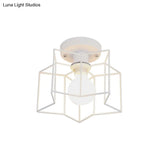 Industrial Style Metal Ceiling Mounted Light With Star Caged Design - Bedroom Close To Lighting