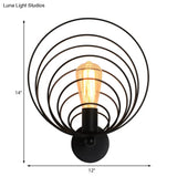 Industrial Style Metal Sconce Wall Lamp For Dining Room - Black Finish Single Bulb