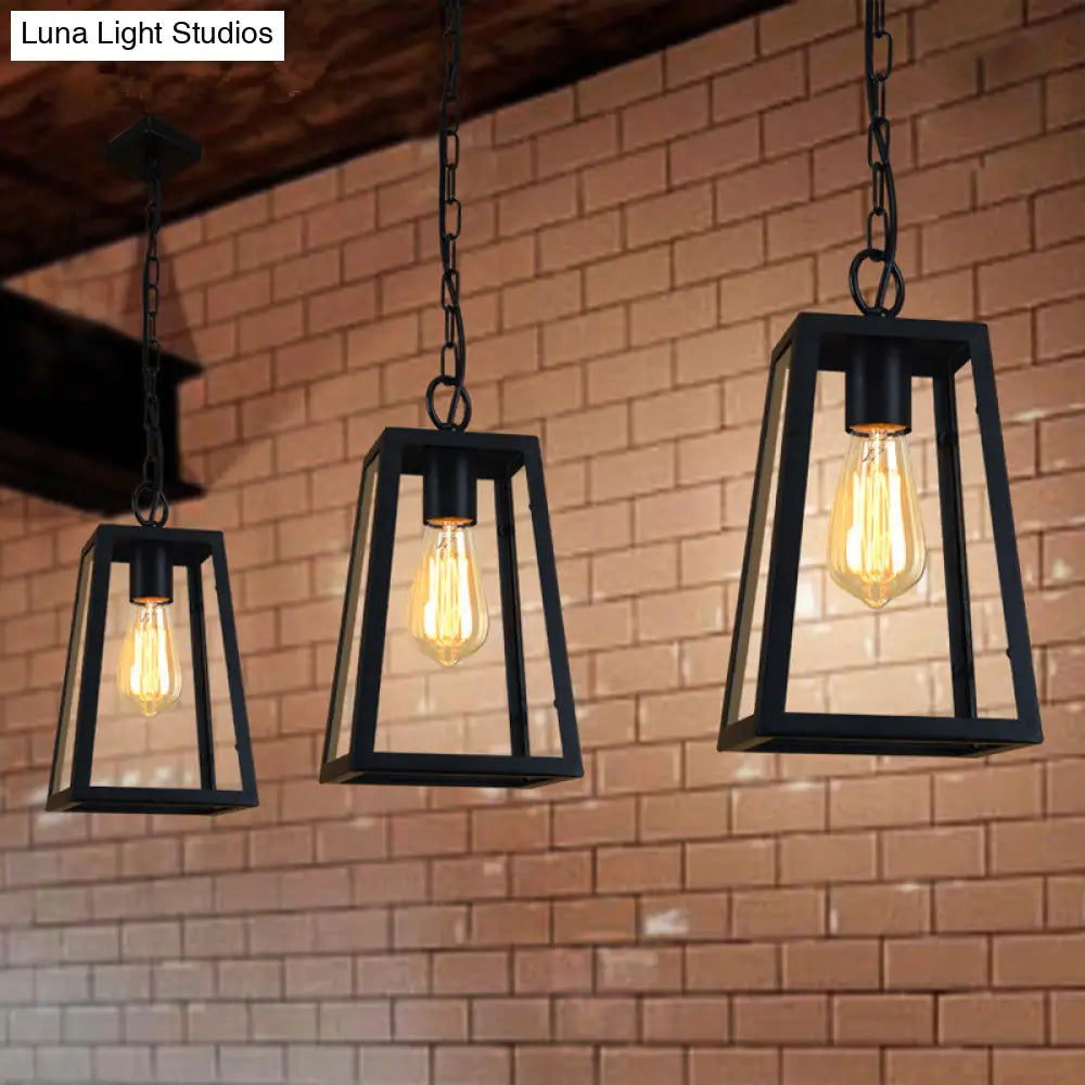 Industrial Style Metal Trapezoid Ceiling Pendant - Creative Lighting For Restaurants