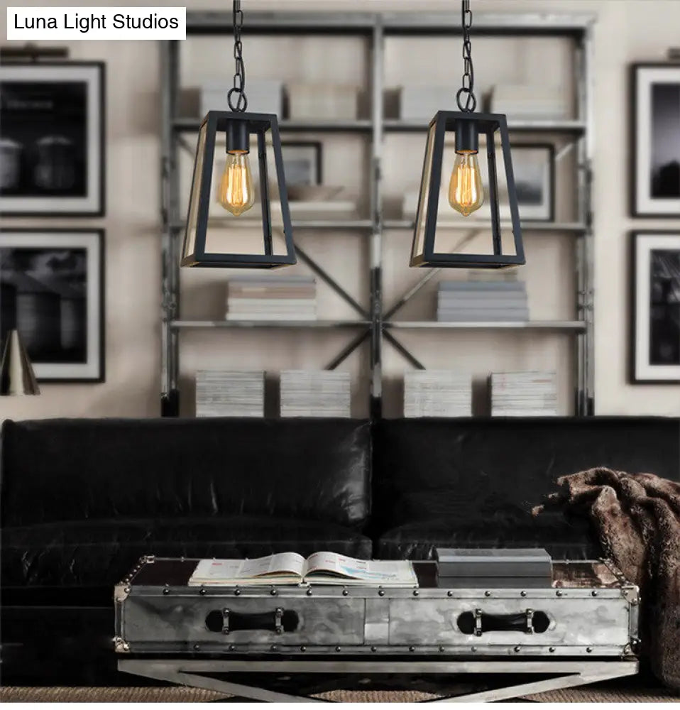 Industrial Style Metal Trapezoid Ceiling Pendant - Creative Lighting For Restaurants