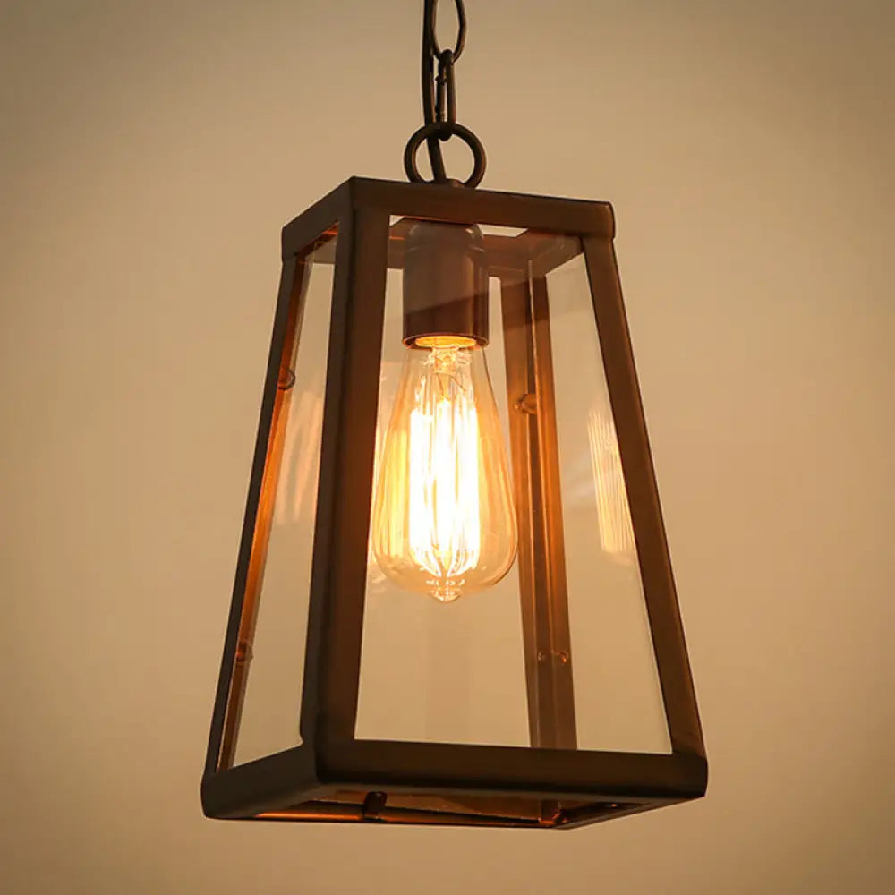 Industrial Style Metal Trapezoid Ceiling Pendant - Creative Lighting For Restaurants Rust