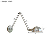 Industrial Style Metal Wall Lamp With Swing Arm & Domed Shade - Chrome Finish Bedroom Lighting 1