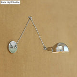 Industrial Style Metal Wall Lamp With Swing Arm & Domed Shade - Chrome Finish Bedroom Lighting 1