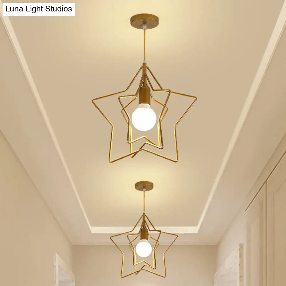 Industrial Style Metal Wire Cage Pendant Light Fixture For Foyer