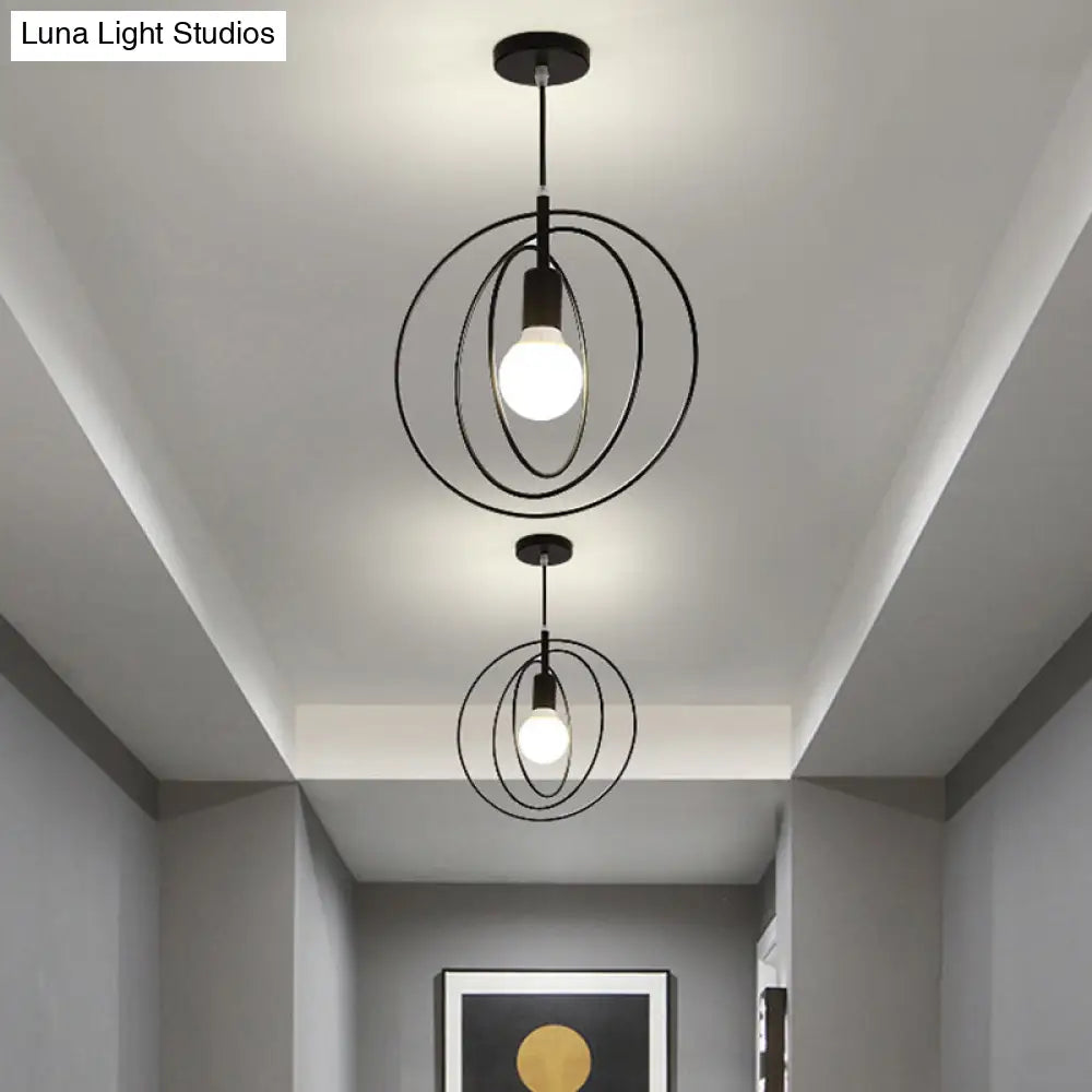 Industrial Style Metal Wire Cage Pendant Light Fixture For Foyer