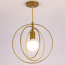 Industrial Style Metal Wire Cage Pendant Light Fixture For Foyer Gold / Circle