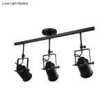 Industrial Style Metallic Cylinder Dining Room Semi-Flush Light Track Fixture - Rotatable