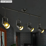 Industrial Style Metallic Cylinder Dining Room Semi-Flush Light Track Fixture - Rotatable