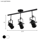 Industrial Style Metallic Cylinder Dining Room Semi-Flush Light Track Fixture - Rotatable