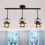 Industrial Style Metallic Cylinder Dining Room Semi-Flush Light Track Fixture - Rotatable
