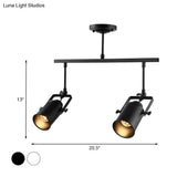 Industrial Style Metallic Cylinder Dining Room Semi-Flush Light Track Fixture - Rotatable